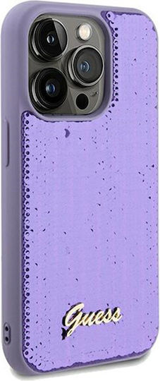 Guess Sequin Script Metal Umschlag Rückseite Kunststoff Lila (iPhone 13 Pro Max)