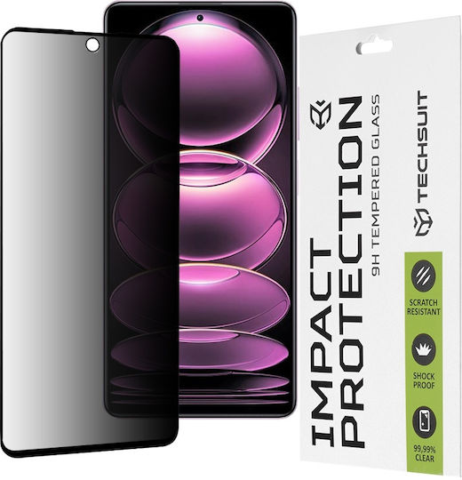 Techsuit 111d Пълно лепило Поверителност Закалено стъкло за цялото лице Черен (Redmi Note 12 Pro)