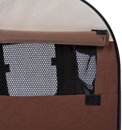 Geantă Transport Câini Pisici Maro Bej Material Oxford Pvc Impermeabil Pliabil Mărime S-M 61x46x51 Cm