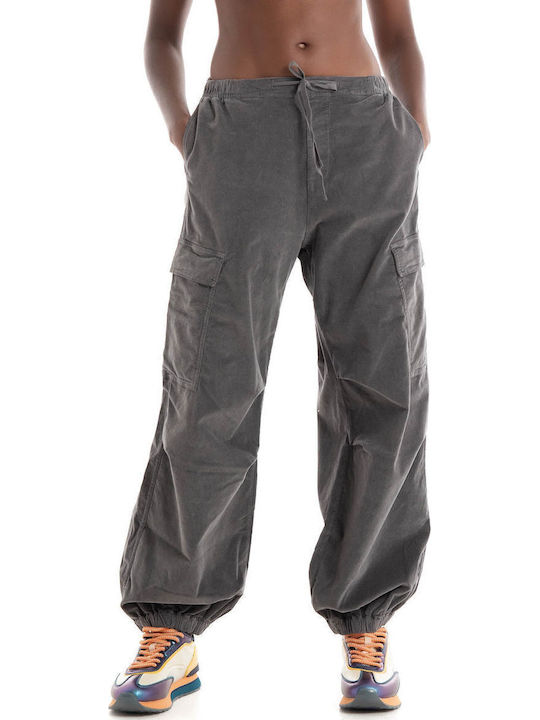 Women's Fabric Cargo Trousers Grey
