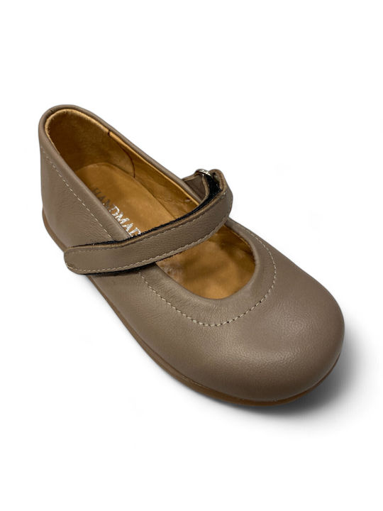 Children's leather ballerina in cigar color