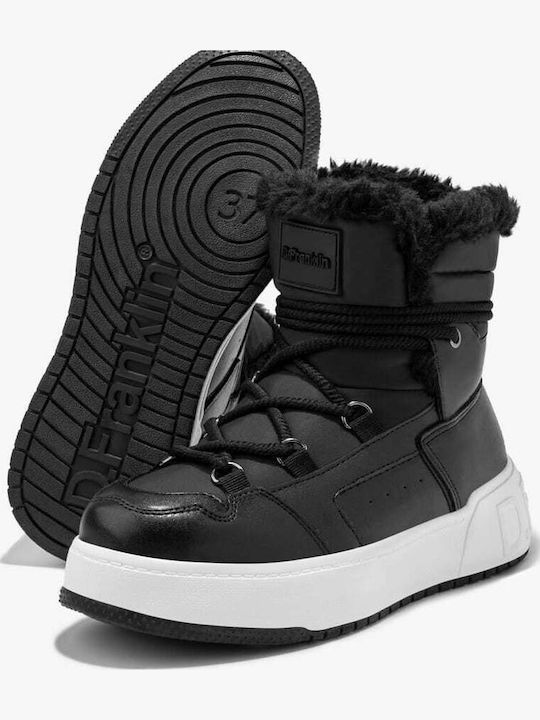 Leather Snow Boots with Laces & Fur Beige