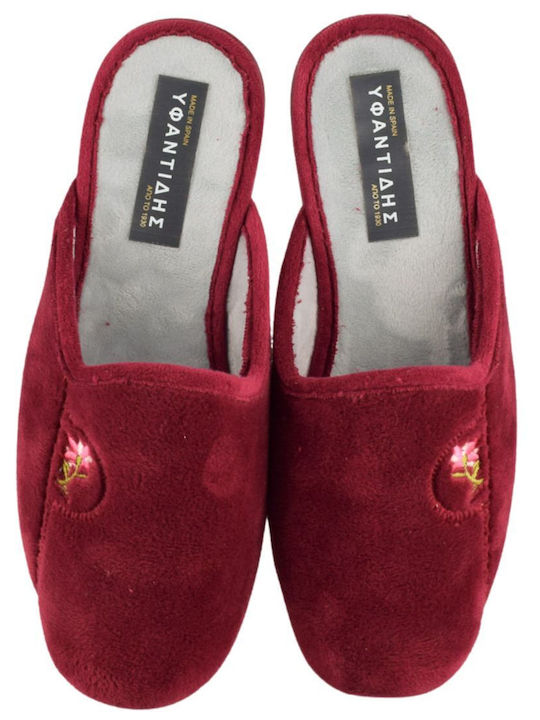 Yfantidis Winter Women's Slippers in Burgundy color