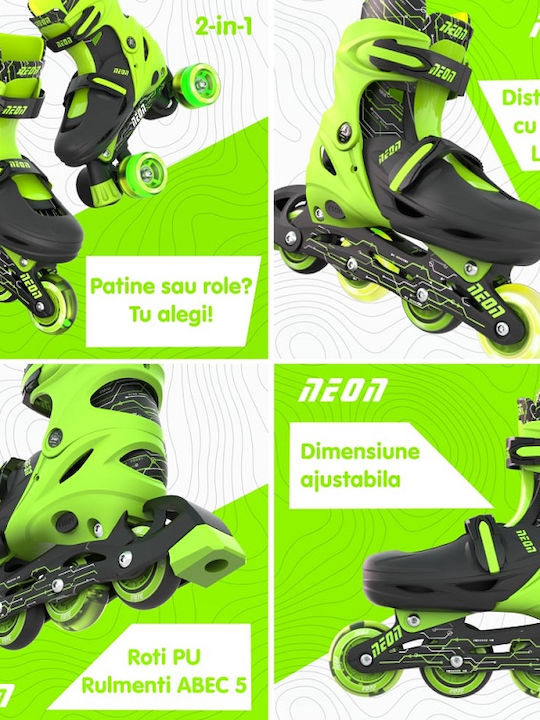 Y Volution Neon Combo Inline / Quad Rollers Grün Erwachsene/Kinder