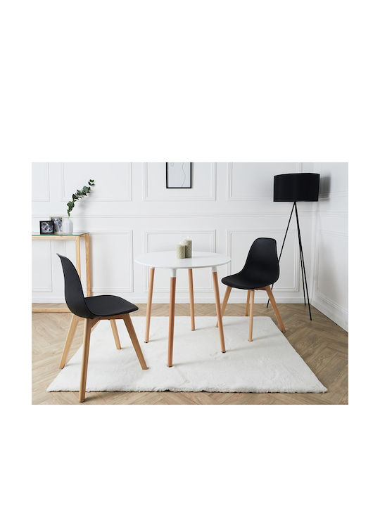 Round Table Dining Room Wooden White 76x76x75.5cm