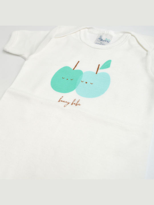 Bunny Bebe Baby Bodysuit White, Turquoise