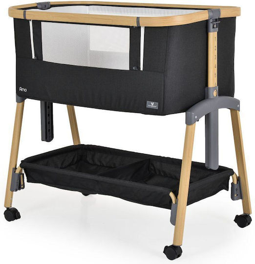 Cangaroo Cradle Amo with Mattress, Side Opening, and Wheels Black