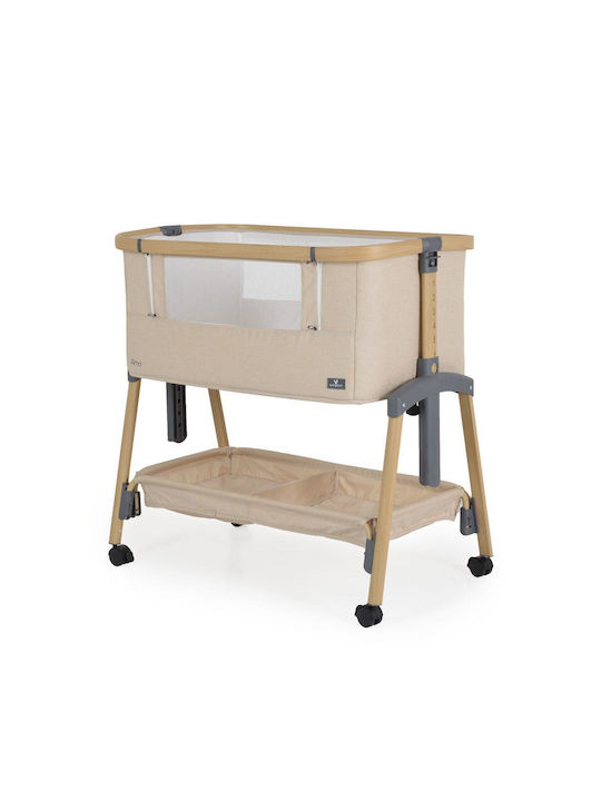 Cangaroo Λίκνο Amo με Στρώμα, Πλαϊνό Άνοιγμα και Ρόδες Beige