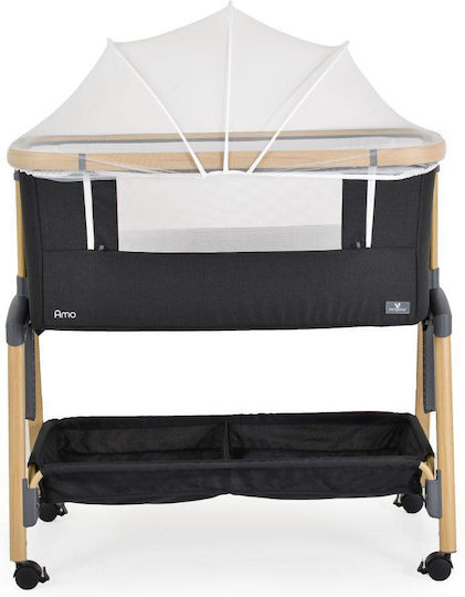 Cangaroo Cradle Amo with Mattress, Side Opening, and Wheels Black