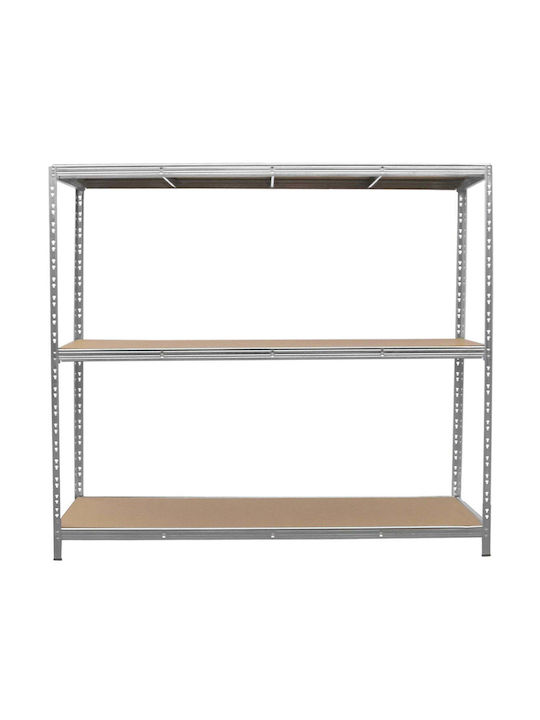 Ραφιέρα Πλαστική με 3 Ράφια Ασημί 200x60x186cm Ραφιέρα Πλαστική με 3 Ράφια Ασημί 200x60x186cm