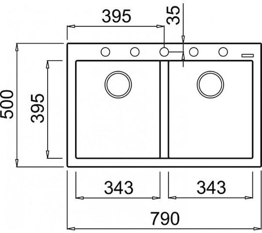 Elleci Quadra 350 Granitek Drop-In Μ79xΠ50см Elleci Quadra 350 Granitek Drop-In Μ79xΠ50см