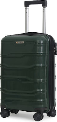 Amber Cabin Travel Suitcase Hard Green with 4 Wheels Height 55cm