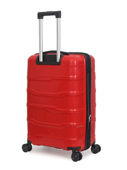 Amber Cabin Hard Red Travel Suitcase with 4 Wheels Height 55cm
