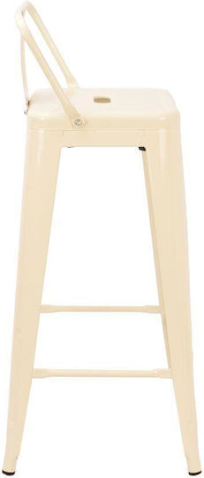 Σκαμπό Μπαρ με Πλάτη Μεταλλικό Loft Κρεμ Ματ 43x44x95-95εκ.