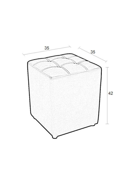 Stool For Living Room Upholstered with Leatherette Cube Grey 37x37x45cm