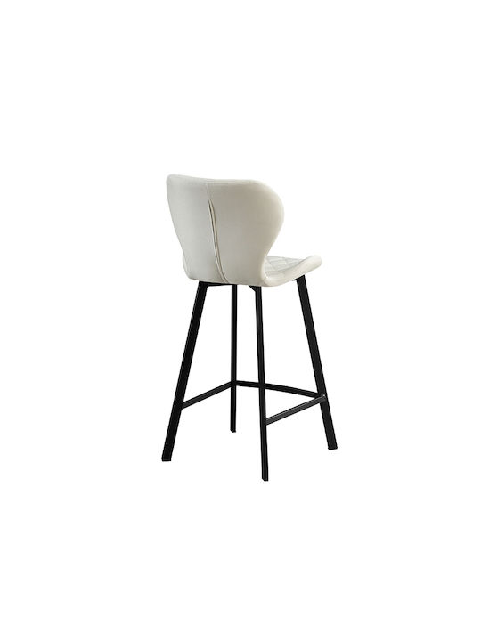 Stool Bar with Backrest Upholstered with Fabric Martin Off White 2pcs 48x46x65cm