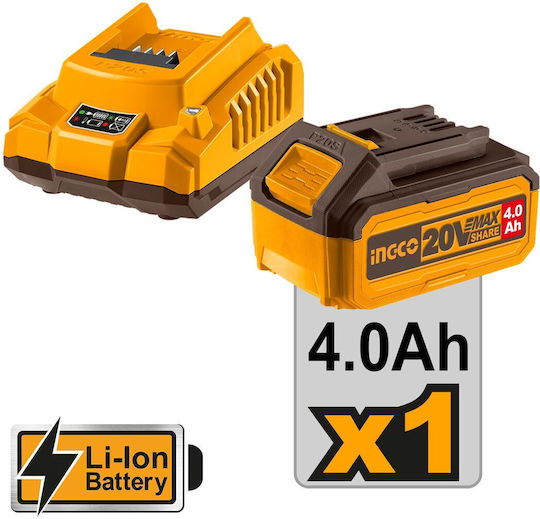 Ingco HGLI20025 Πιστόλι Θερμού Αέρα 20V 1x4Ah με Ρύθμιση Θερμοκρασίας εως και 300°C