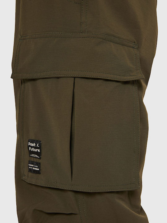 Funky Buddha Damen Stoff Cargo Hose mit Gummizug in Entspannter Passform Khaki