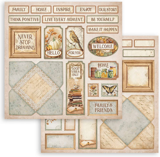 Scrapbooking-Papiere 10 Stück 20,3×20,3cm Stamperia Golden Harmony