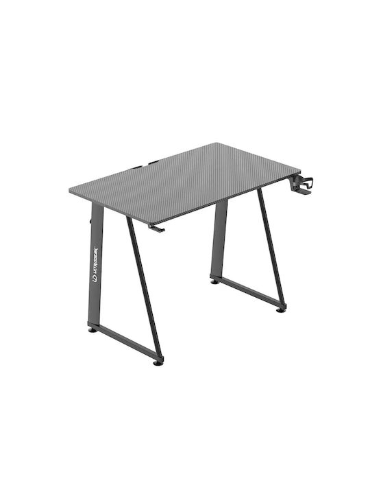Birou de Jocuri Enter V2 Din Lemn Negru Cu Picioare Metalice și Porturi USB 113x61x76cm