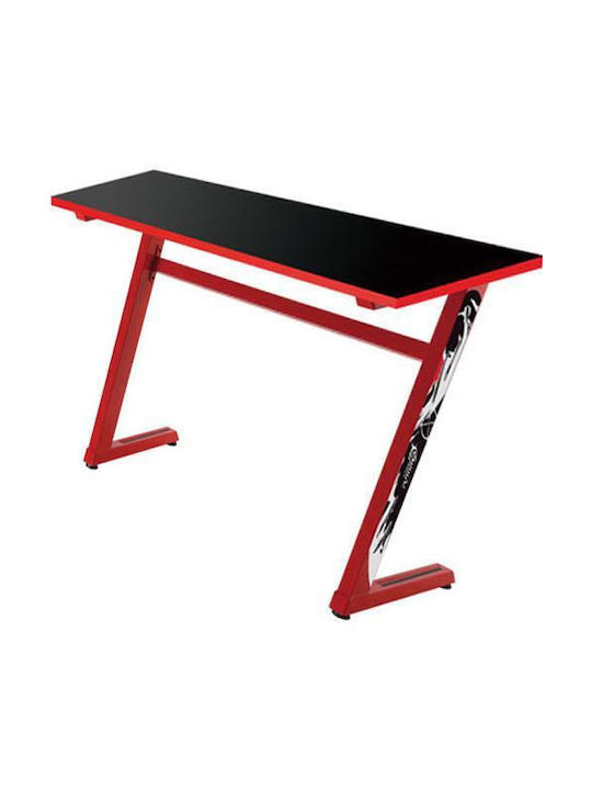 Gaming Office Z-Shaped Wooden Red with Metal Legs 138x25x67cm GD-ZZ-RED