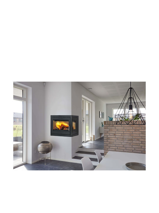 Meteor Svendsen Jupiter 470 XL Fixed Glass 1 Side Șemineu cu inserție Caseta Lemn 6kW Colțul din dreapta cu o ușă care se deschide