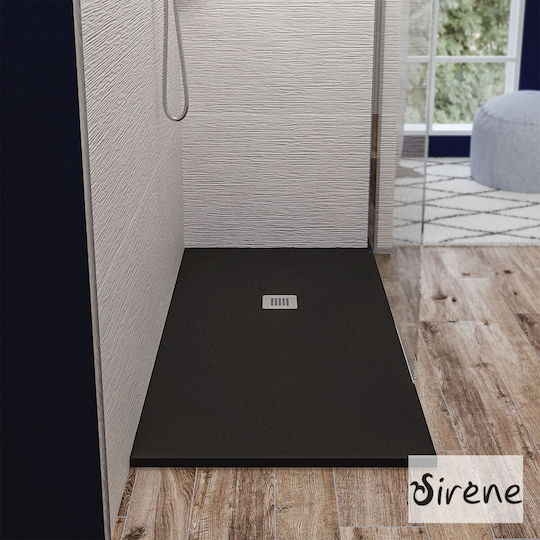 Sirene Ντουζιέρα Τεχνητής Πέτρας 160x80cm Μαύρη