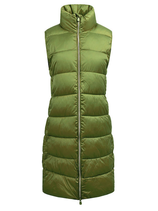 Save The Duck Women's Short Lifestyle Leather Jacket for Winter Green