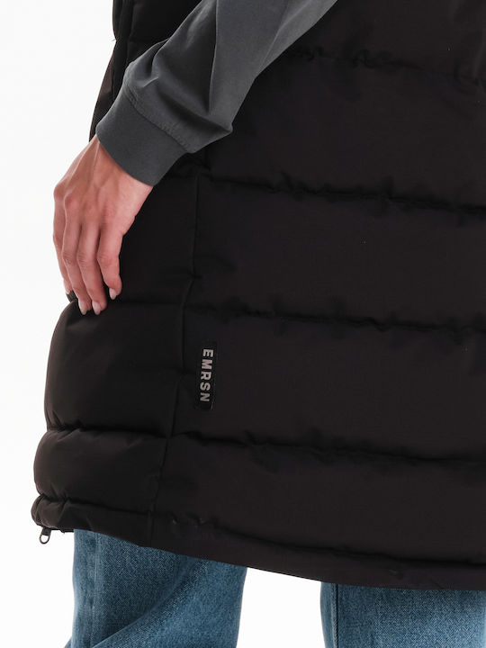 Women's Long Puffer Jacket for Winter with Hood Black