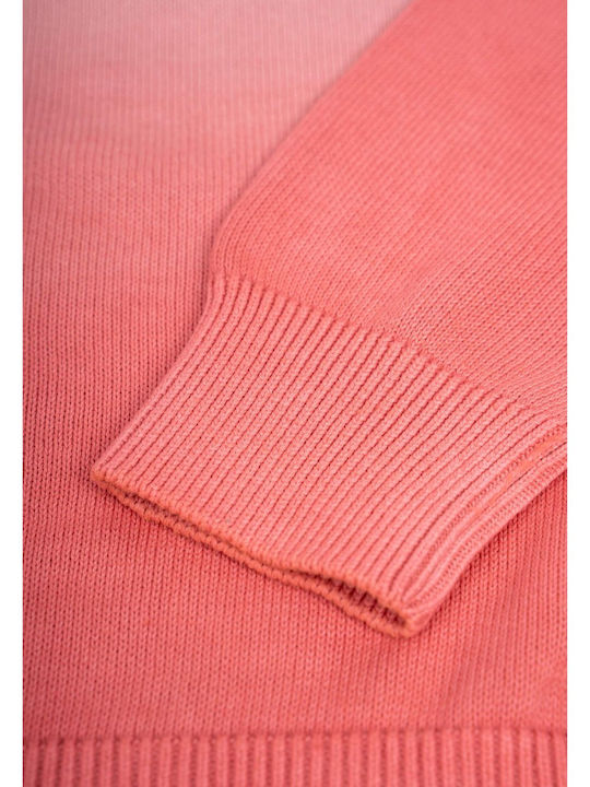 Religion Women's Long Sleeve Sweater with V Neckline Coral