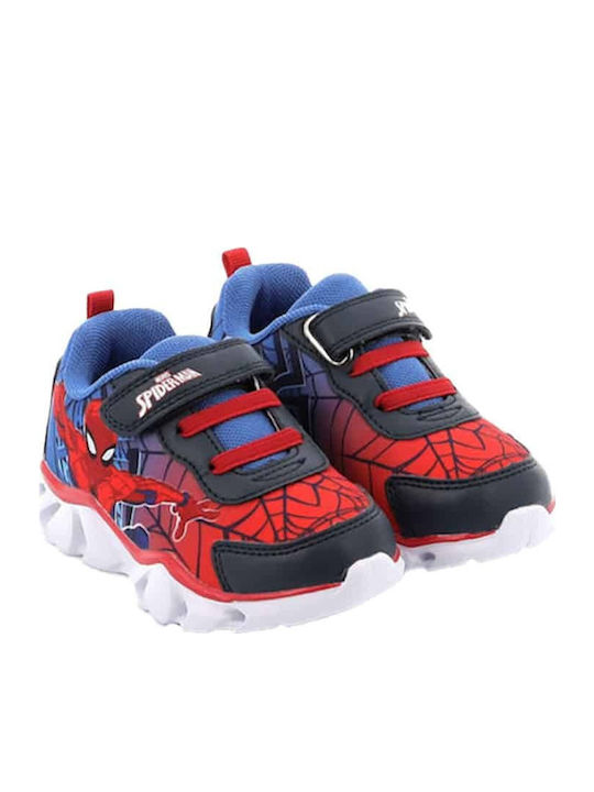 Spiderman Încălțăminte sport Joasa pentru copii cu scai și lumini Roșii
