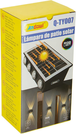 Andowl Set of 8 Wall Solar Lights 2.2W RGB with Photocell IP67