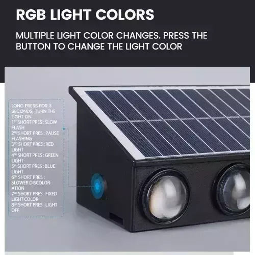Andowl Set of 8 Wall Solar Lights 1.6W RGB with Photocell IP67