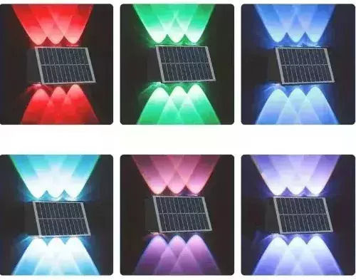Andowl Set of 8 Wall Solar Lights 2.2W RGB with Photocell IP67