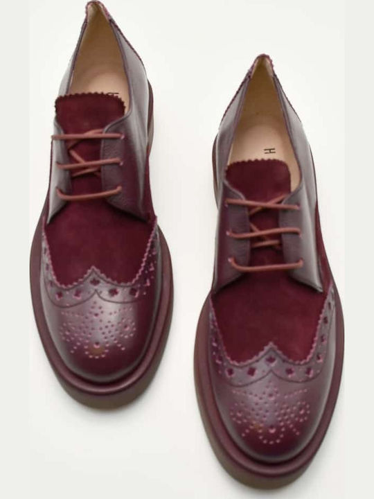 Δερμάτινα Γυναικεία Oxfords σε Μπορντό Χρώμα