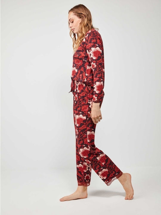 Gisela Winter Damen Pyjama-Set Rot