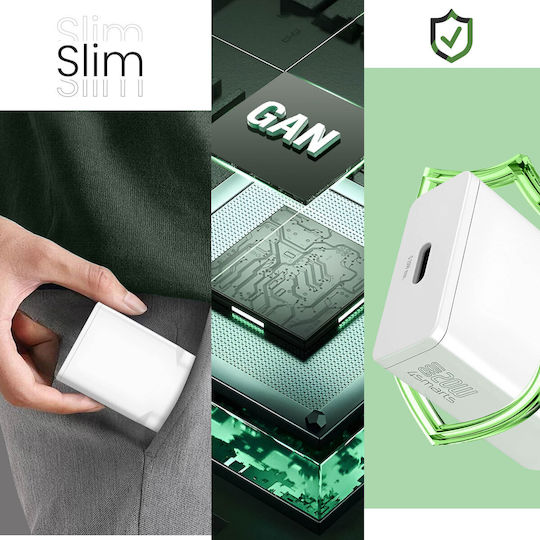 4Smarts Incarcător Fără Cablu GaN Cu Port USB-C 20W Livrarea Energiei Alb