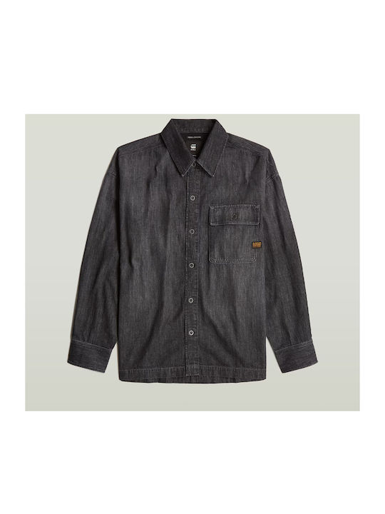 Boxy Fit Langärmlig Baumwolle Hemd Gray