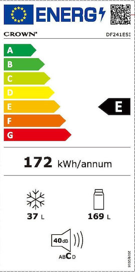 Crown Ψυγείο Δίπορτο 206lt Υ143xΠ55xΒ55εκ. Inox DF241ESI