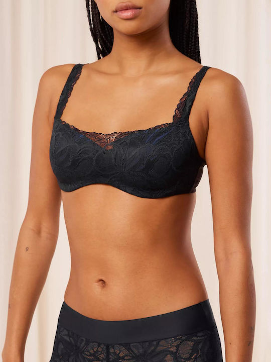Body Make-up Illusion Balconette Balconette Bra with Light Padding Underwire Black