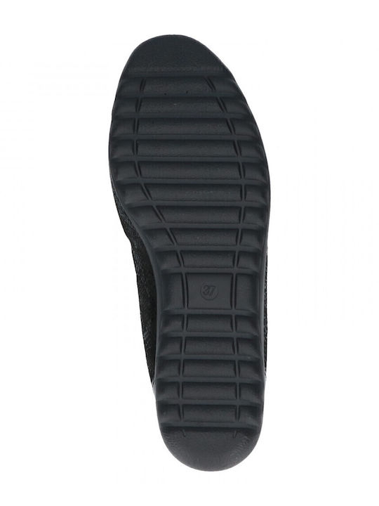 Pantofi Balerini Pentru Femei De Piele Animal Print Anatomici Negri