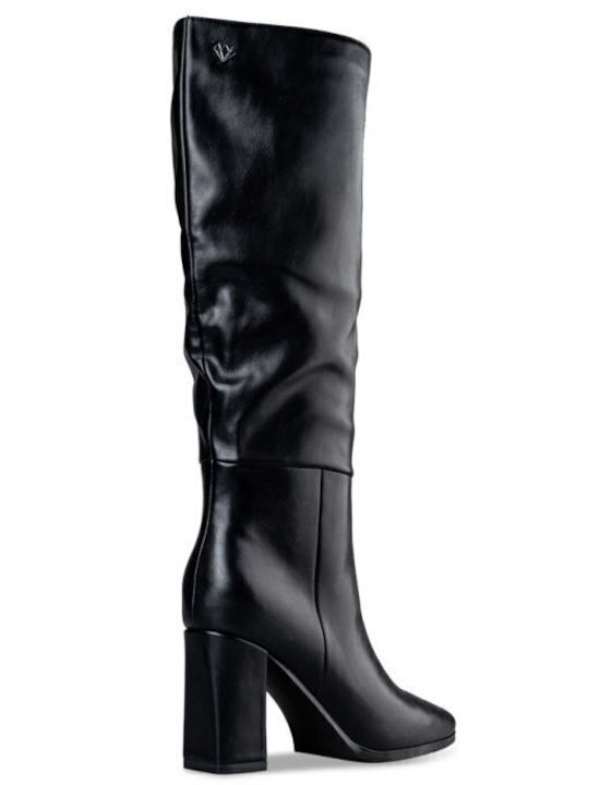 Synthetic Leather High Heel Women's Boots with Zipper Bootylicious Black