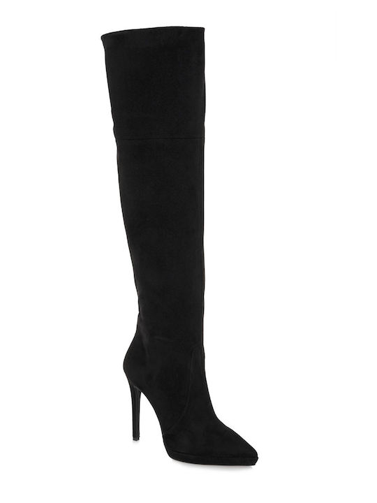 Tsakiris Mallas Suede Over the Knee High Heel Women's Boots Black