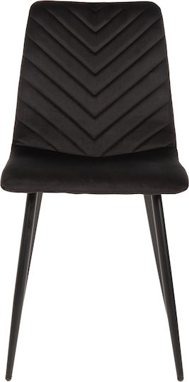 Latrell Dining Room Velvet Chair Black Velvet-Black Metal 43x54x88cm 4pcs