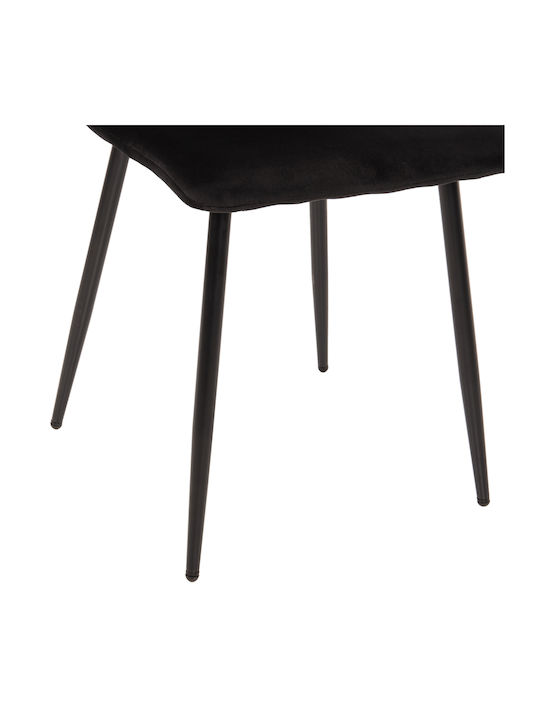 Latrell Dining Room Velvet Chair Black Velvet-Black Metal 43x54x88cm 4pcs