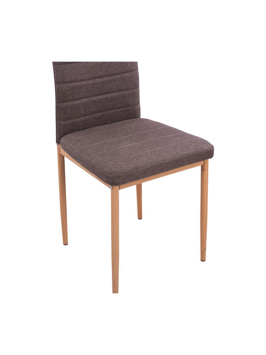 Lady Dining Chair with Fabric Upholstery Brown 40x48x95cm