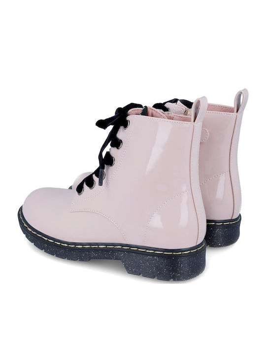 Kinderstiefel aus Lackleder mit Reißverschluss Rosa