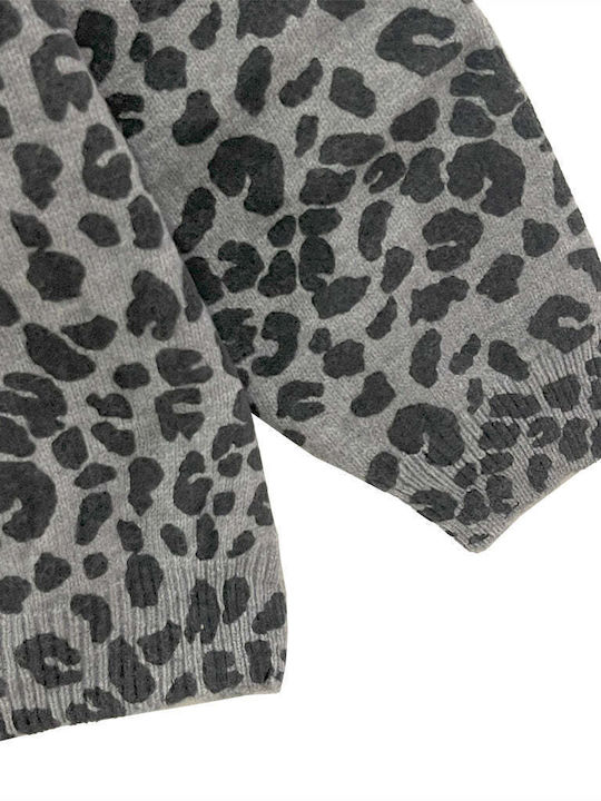 Ustyle Women's Sweater Animal Print Gray