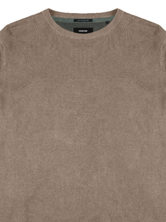 Rebase Herren Langarm-Pullover Beige Melange