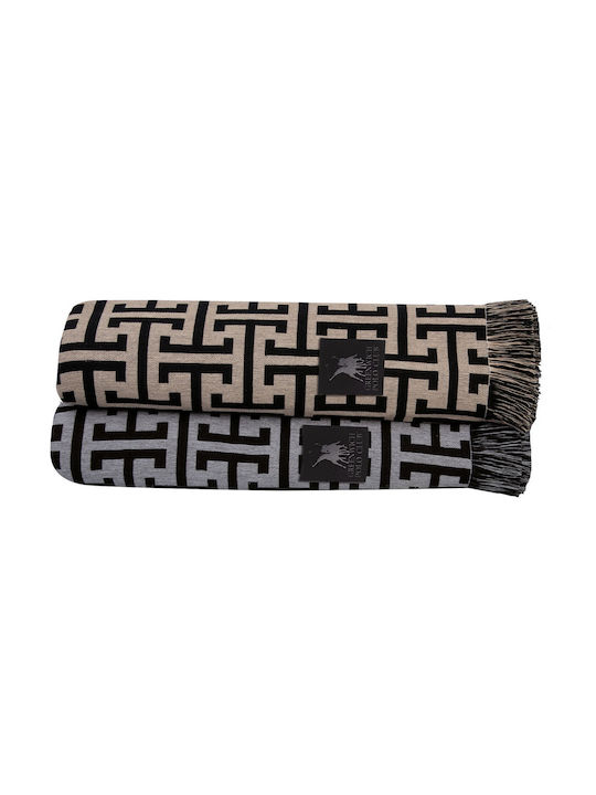 Greenwich Polo Club 3901 Sofa Throw 2 Seater Jacquard 180x250cm Gray Black